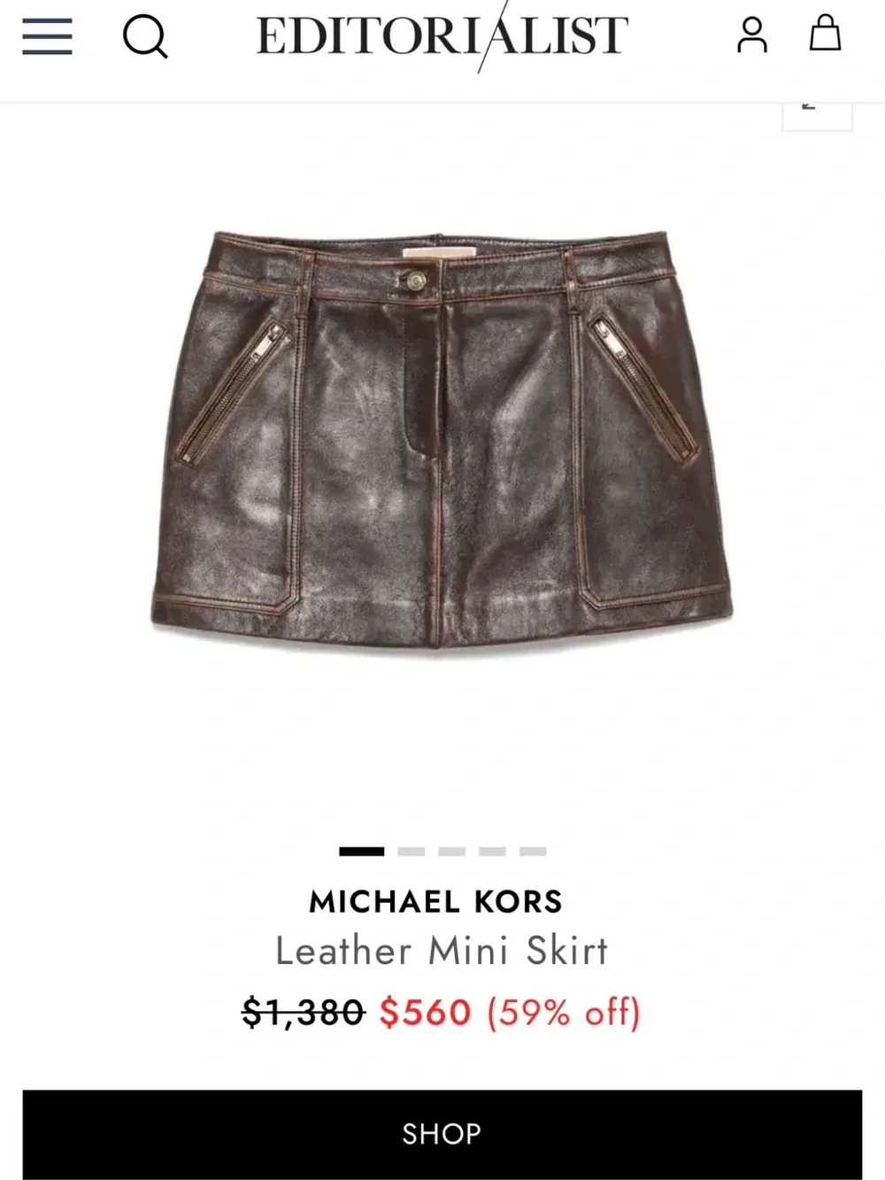 Michael Kors Brown Leather Mini Skirt